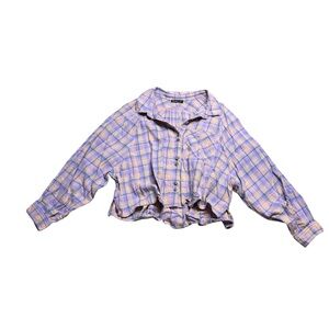 ✨💜 Very J Y2K Pastel Plaid Cropped Button-Front Top Size M 💜✨